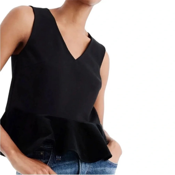 2/$30 NWT J. Crew Top Women’s Size Small Black Velvet Ponte Peplum Tank Romantic - Picture 15 of 16